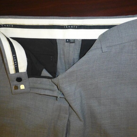 THEORY EMERY WOOL TROUSERS IN LIGHT GRAY SZ 0 NWT - Picture 4 of 7